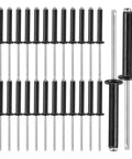50 Piece Black Aluminum Flange Blind Rivet Set Pro Grade M4x25mm Long Grip Fasteners arranged vertically