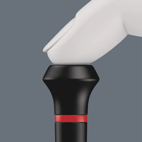 Close-up of slick anti-roll swivel cap of Micro Hex Screwdriver For Electronics With Kraftform Micro Handle 0.9 X 40 Mm.