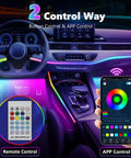Acrylic Interior Car Led Lighting Kit With Remote And Wireless App showing dashboard with 16 Million Colors on mobile app