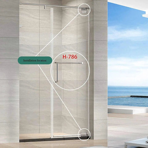 Two Pack Heavy Duty Stainless Steel Glass Shower Hinge With 360 Degree Swivel And Seamless Auto Close For Frameless Bathroom Doors No Sweat Setup Smooth Operation Guaranteed installation location illustration