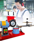 Heavy Duty Circular Saw Blade Sharpener And Scraper Grinder With A Killer 370 Watt Motor To Straight Up Resharpen alloy blades in a workshop.