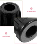 Close-up of black plastic chair wheel socket showing detailed texture, part of a 20 Piece Set of Durable Round Plastic Chair Wheel Sockets and Caster Inserts for Restoring Stability to Wobbly Swivel Computer Chairs with Secure Fit and Easy Replacement Socket Sleeve Caps for Wheel Stems in Black Color Suitable for Office Furniture.