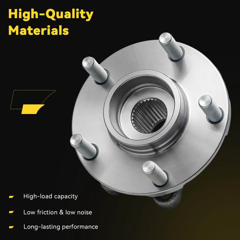 Front Wheel Bearing And Hub Assembly Pair For Infiniti AwD Models With 5 Lug Bolt Pattern And Abs Sensor showing high-quality materials.