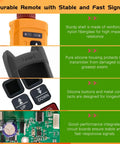 Close-up of Compact Ergonomic Industrial Wireless Crane Remote Control 110V showing silicone buttons and circuit board.