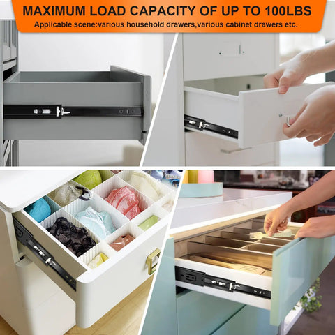 14 Inch Heavy Duty Drawer Slides 6 Pairs Soft Close Full Extension Side Mount Cabinet Rails Black Self Closing Glides For Kitchen Dresser Hardware 100 Pound Capacity Built Tough And Zero Hassle Install in various drawers.
