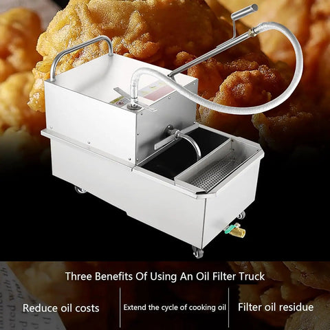 Dude, this 550W Commercial Fryer Oil Filter Machine is total game changer. Mobile stainless steel oil filtration cart with tank.