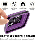 Collapsible Magnetic Parts Tray 4.5 Inch Square Silicone Tool Tray With Double Sided Magnetic Base For Screws Nuts Bolts Pins
