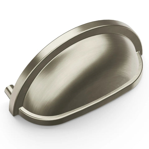 Satin nickel cup handle, 3 inch center, solid core cabinet pulls, vintage style, Upgrade Your Kitchen Game With Solid Core Cabinet Pulls, Satin Nickel Cup Handles For Dressers And Doors, 3 Inch Center Furniture Hardware Featuring Classic Williamsburg Style Vintage Vibes.