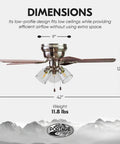 42 Inch Brushed Nickel Ceiling Fan With LED Light Kit Quiet Indoor Cooling For Rooms Up To 350 Sq Ft 3 Speeds 5 Reversible Blades