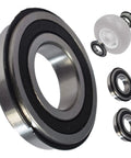 Solid Heavy Duty Front Wheel Bearings Built Damn Tough With Smooth Rolling Precision And High Temp Synthetic Grease Coated 5/8 Inch set of bearings shown from different angles.