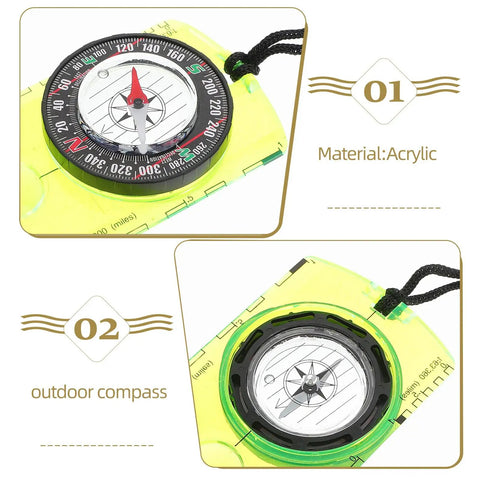 Orienteering Compass High Precision Acrylic Navigation Tool for Survival and Camping, close-up showing acrylic material