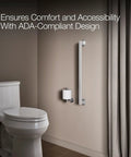 Rock Solid 24 Inch Wall Mounted Grab Bar For Bathroom Safety Horizontal Accessibility Handrail Slip Resistant Support Rails Built Tough Heavy Duty Premium Finishes installed beside toilet.