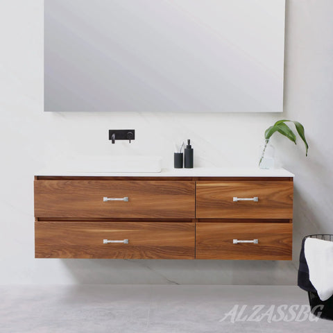 Modern bathroom with wooden drawers featuring Six Pack White Marble Zinc Alloy Cabinet Pulls Solid Construction With 96 Mm Hole Centers 113 Mm Overall Length 29 Mm Projection 10 Mm Width Kitchen Cabinet Handles For Cabinets Drawers Closets Furniture AL3212WMB.