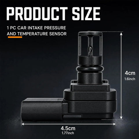 Precision Tuned Air Temperature And Intake Manifold Pressure Map Sensor For Chevy Silverado Malibu Equinox GMC Sierra 2500 3500 Cascada, dimensions shown.