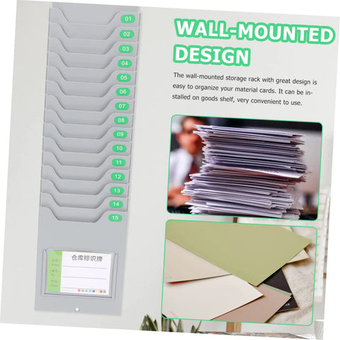 Super Convenient Wall Mounted Storage Rack Equipped With Plenty Of Card Holder Slots A Real Game Changer For Warehouse Material Sorting Office Filing And Classroom Organization, grey card holder slots neatly arranged.
