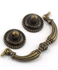 Badass Vintage Bronze Bail Drop Cabinet Pulls 4 Pack Rustic Drawer Handles For Kitchen Cupboards And Furniture Heavy Duty Solid Zinc Alloy Snappy Easy Install Hardware - close-up view of pull handle and backplates.
