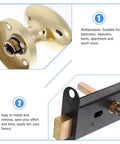 Sleek Concealed Door Handle Featuring Smooth As Butter Swing Dead Nuts Secure Integrated Deadbolt Lock Brushed Stainless Steel Finish For Bedroom Use with gold finish and easy install.