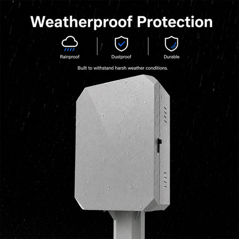 Heavy Duty Weatherproof Ev Charger Storage Box With Combination Lock Galvanized Steel outdoor enclosure, rainproof surface, mounted on a pole.