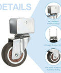 Swivel Caster Wheels Set Four Pcs 2 Inch 50 Mm Thermoplastic Rubber With 1 Inch U Bracket Opening For Furniture Office Chairs Carts Cabinets 55 Lb Capacity Per Caster Brown Ideal For Home And Workplace Use displayed showing U bracket and rotation design.