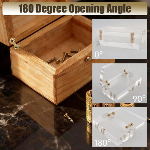 Hidden 8mm Brass Barrel Hinges Set With Drill Bit For Jewelry Boxes And Ring Boxes Tiny Keepsake Boxes And Dope DIY Projects Concealed 0 To 180 Degree Opening Gold Finish Easy Install