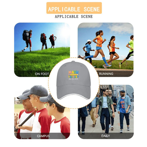 Show Your Work Math Themed Adjustable Light Grey Hat For Women Cool Low Profile Cotton Cap for casual and outdoor activities.
