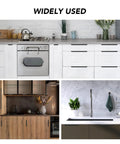 Modern kitchens showcasing 10 Pack Finger Edge Pulls For Cabinets With 76mm Hole Center And 102mm Overall Length Matte Black Concealed Handles.