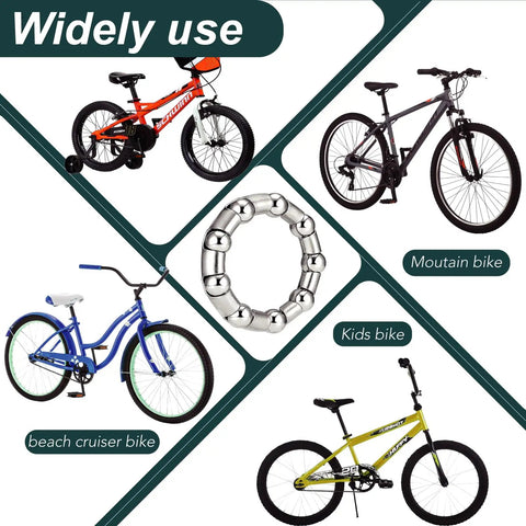 Image showcasing Premium Stainless Steel Bicycle Crank Ball Bearings And Retainer Set 5/16 Inch 9 Balls 4 Pack for various bike types.
