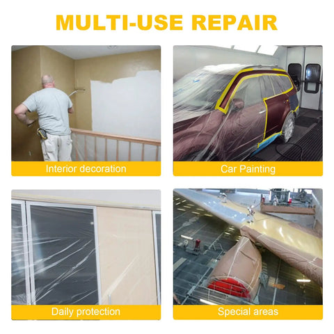 Pro Grade Pre-Taped Masking Film And Tape For Auto Painting And DIY Projects Heavy Duty 59 Inch By 66 Feet used in multiple repairs