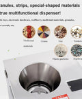 Pro Grade Automatic Powder Granule Filling Machine Adjustable One To Five Hundred Gram Scale showing various materials for dispensing.