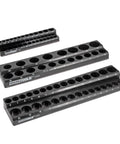 Magnetic Metric Socket Organizer Set For Toolboxes And Rolling Carts 3 Piece Socket Holder Tray with 75 slots
