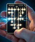 Person holding Practice Morse Code Kit Pro With LED Visual Feedback And Audio Beeps Portable Telegraph Trainer Card