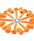 Rock Solid Shipping Container Bolt Seals 100 Pack Orange Steel Core Locks displayed in a circular arrangement showing unique numbers.