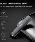 1TB USB C And USB A External SSD With 550MBps Fast Transfer showing zinc alloy housing on a black laptop