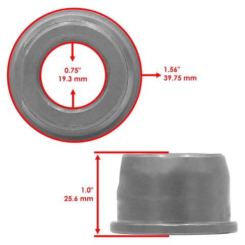 4 Pack Front Wheel Bushing And Bearing Set Compatible With Craftsman Husqvarna John Deere Tractor X105 X106 X107 X110 X115 X116 X117 X120 Replace Part Number 532009040 532124959, showing bushing dimensions.