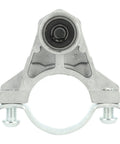 Pro Grade Angle Grinder Conversion Head Kit Engineered For Rapid Copper Motor Cooling And No Sweat Quick Release Functionality front view of a silver attachment with two mounting screws.