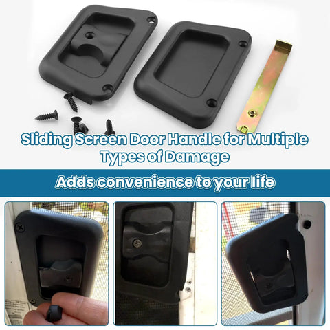 A187 Sliding Screen Door Pull Handle Replacement Kit With Hardware showing two pulls and installation angles