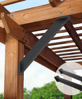Eight Piece 45 Degree Pergola Brackets Heavy Duty Steel Connectors For 4x4 Posts Black Powder Coated in use on an outdoor structure
