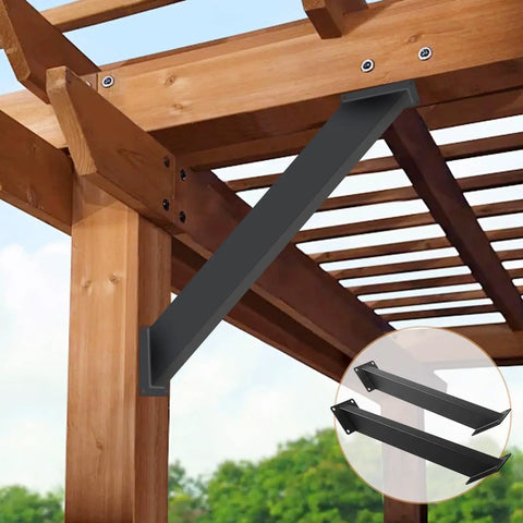 Heavy Duty 4 Pack 45 Degree Angle Pergola Bracket Connectors For 4x4 Posts Built To Last In DIY Wood Gazebos Tree Houses Cabins And Patio Kits With Steel Build And Black Powder Coat For Stable Support