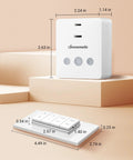Smooth Operator Wireless Dimmer Plug For Home Lighting, Remote Control Adapter For Traditional LED And Incandescent Bulbs, Plug And Play Outlet Switch With Zero Tech Fuss And Reliable Wattage Handling shown with dimensions on a neutral background.