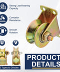 2 Inch V Groove Steel Casters Heavy Duty Gate Roller Kit with bracket for smooth rotation and strong load capacity.