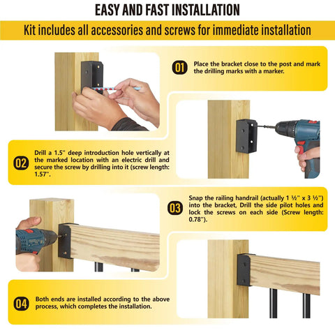 Installation process of Top Shelf 201 Stainless Steel Deck Railing Connectors Built Like A Tank Heavy Duty 2 X 4 Actually 1.5 X 3.5 Inch Hidden Bracket Supports.