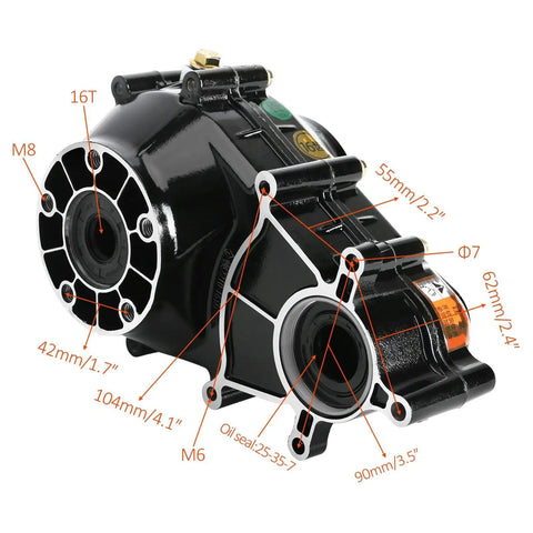 Close-up of 16T differential gearbox from 72V 1500W Brushless Motor Kit With 16T Differential Gearbox And Rear Axle For Go Karts ATVs