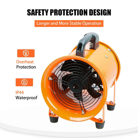 Powerful 12-Inch High Velocity Portable Blower Fan With 33ft Flexible Duct Hose Industrial Exhaust Ventilator front view