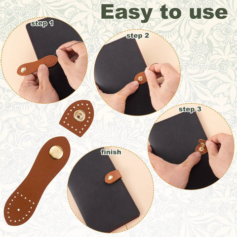 Installation steps for Eight Sets Leather Snap Buckles with Snap Button Closure Sew On for Wallets Bags and Notebooks