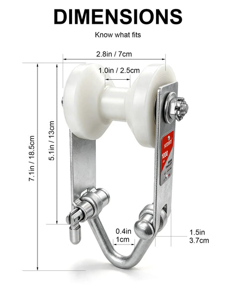 Heavy Duty Overhead Sliding Cart For Round Pipe Tracks 1000 Pound Capacity dimensions image showing sealed bearing trolley with measurements.