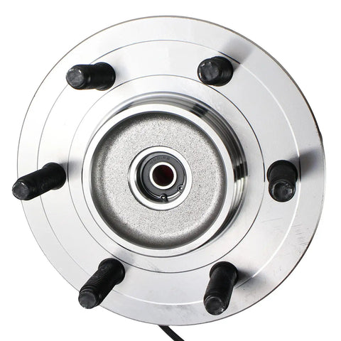 Heavy Duty Front Wheel Hub And Bearing Assembly For 4WD 4x4 Trucks 6 Lug With ABS showing central bearing and lug bolts.