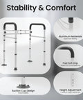 Rock Solid Toilet Safety Rails For Seniors With Dang Good Grip Handles And No Sweat Setup Bathroom Assist Frame with adjustable height.