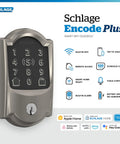 Rock Solid Smart WiFi Lock For Front Door Keyless Entry Deadbolt with keypad, satin nickel finish, easy to install for secure access.