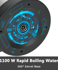 Close-up of 360 degree swivel base on Stainless Steel Electric Kettle 1.8 Liter Fast Boil Tea And Coffee Kettle with LED light