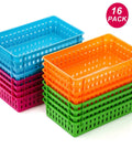 16 Pack Colorful Plastic Classroom Storage Baskets Bins For Crayons And Pencils Small Desk Organizer Trays
